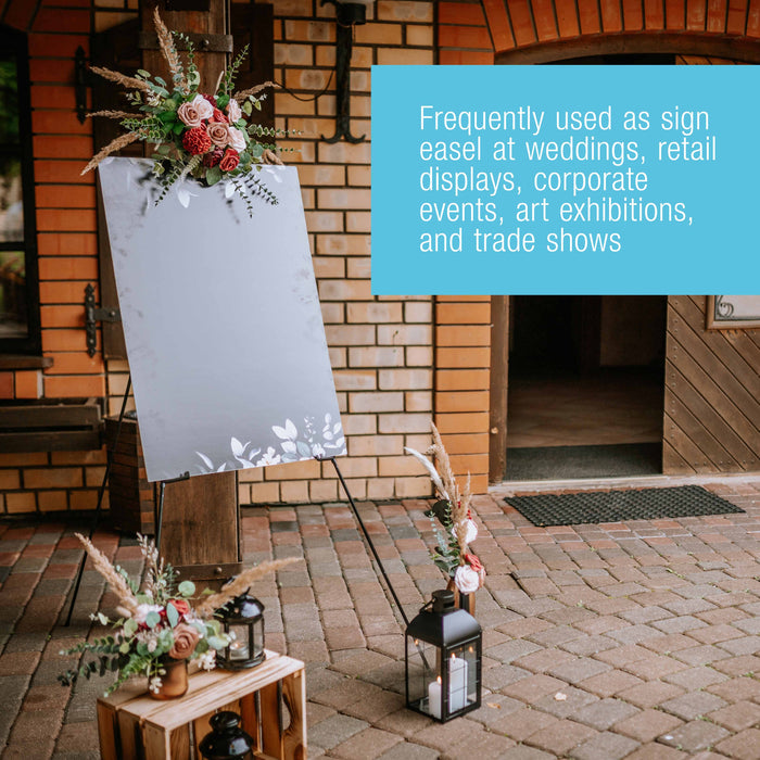 U.S. Art Supply 63" High Metal Folding Display Easel - Adjustable Height, Instantly Collapses, Holds 5 lbs - Portable Art Easel Stand - For Sign, Poster, Canvas, Painting, Picture Display