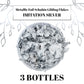 Metallic Foil Schabin Gilding Flakes (3 Pack), Imitation Silver 10 Gram Bottles - Metal Leaf Foil Flakes for Resin, Nails, Crafts, Painting, Jewelry, Slime