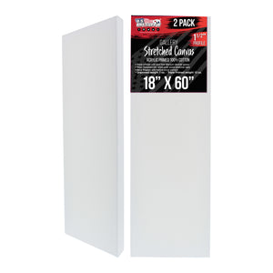 Rectangle Stretched Canvas for Painting 18x60 inch Gallery Depth 1-1/2" Thick, 2-Pack - 12oz Acrylic Gesso Triple Primed, Professional Artist Quality, 100% Cotton - Oil, Pouring Paint