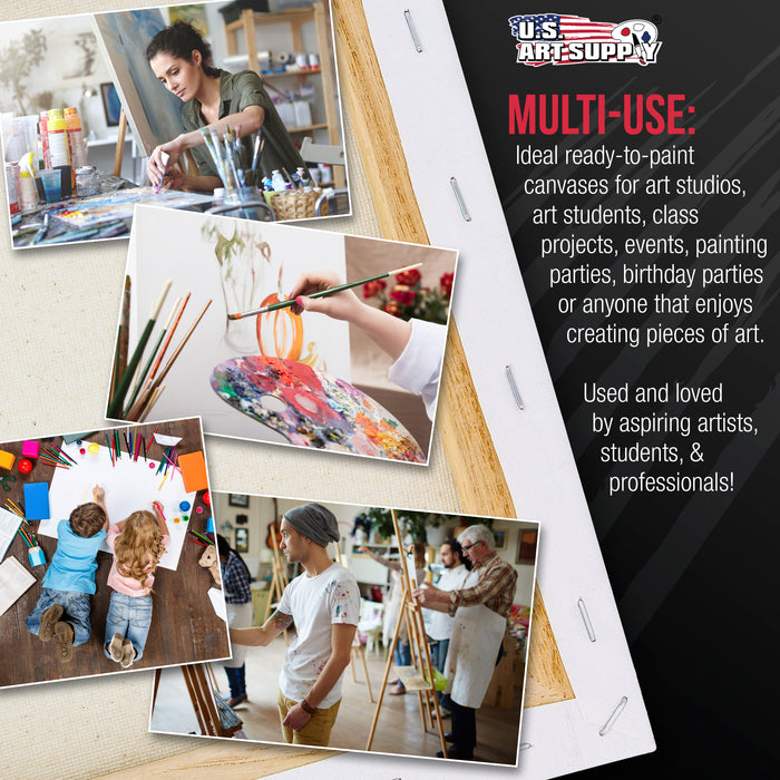 Rectangle Stretched Canvas for Painting 18x60 inch Gallery Depth 1-1/2" Thick, 3-Pack - 12oz Acrylic Gesso Triple Primed, Professional Artist Quality, 100% Cotton - Oil, Pouring Paint