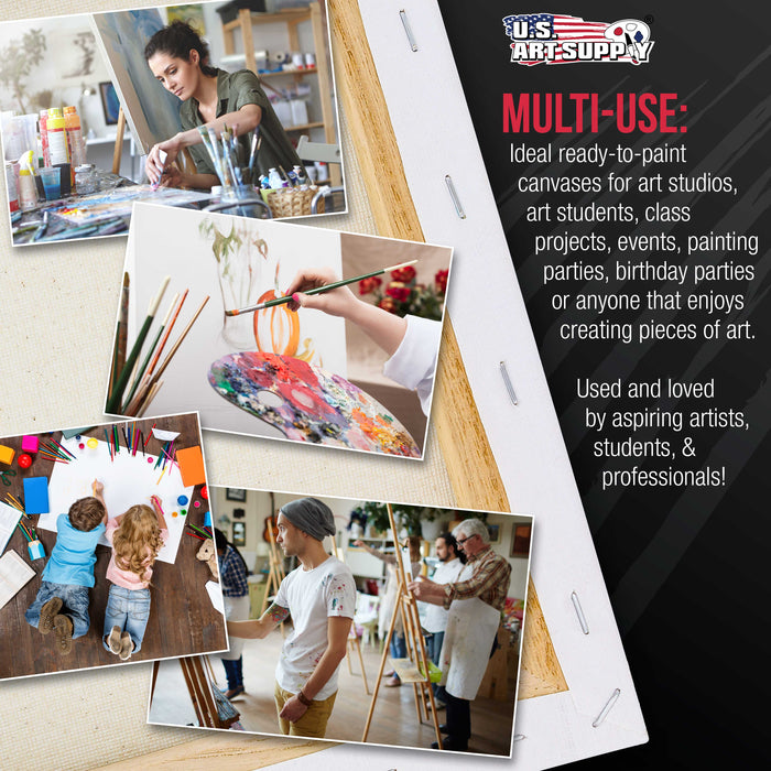 Large Stretched Canvas for Painting 20x30 inch Gallery Depth 1-1/2" Thick, 3-Pack - 12oz Acrylic Gesso Triple Primed, Professional Artist Quality, 100% Cotton - Oil, Pouring Paint