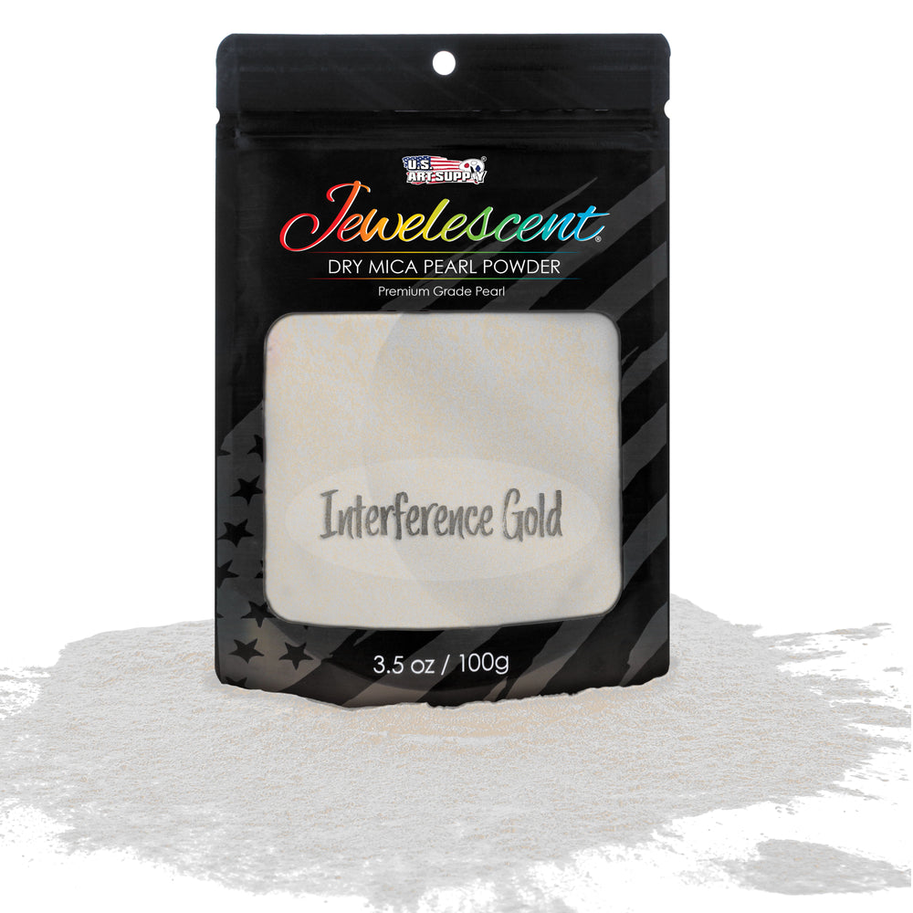 Jewelescent Mica Pearl Pigment Powder, Interference Gold 3.5 oz (100g) Pouch - Cosmetic Grade, Epoxy Resin Color Pigment, Mica Powder for Resin, Soap, Slime, Candle Dye, Art, Crafts