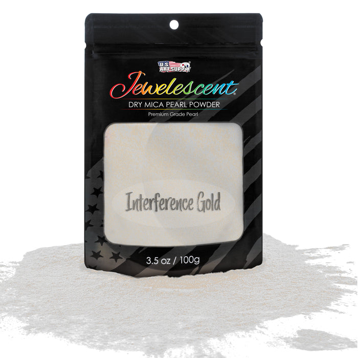Jewelescent Mica Pearl Pigment Powder, Interference Gold 3.5 oz (100g) Pouch - Cosmetic Grade, Epoxy Resin Color Pigment, Mica Powder for Resin, Soap, Slime, Candle Dye, Art, Crafts