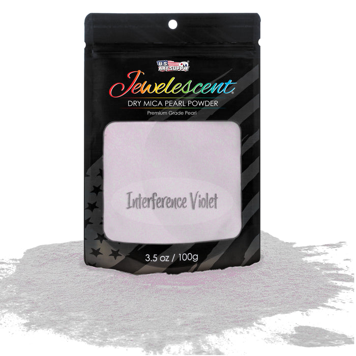 Jewelescent Mica Pearl Pigment Powder, Interference Violet 3.5 oz (100g) Pouch - Cosmetic Grade, Epoxy Resin Color Pigment, Mica Powder for Resin, Soap, Slime, Candle Dye, Art, Crafts