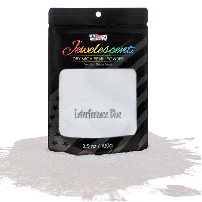 Jewelescent Mica Pearl Pigment Powder, Interference Blue 3.5 oz (100g) Pouch - Cosmetic Grade, Epoxy Resin Color Pigment, Mica Powder for Resin, Soap, Slime, Candle Dye, Art, Crafts