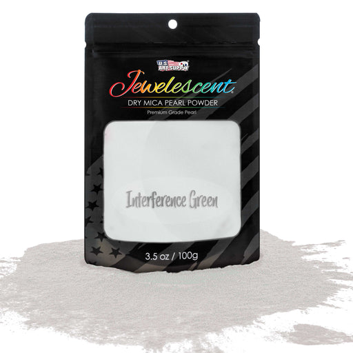 Jewelescent Mica Pearl Pigment Powder, Interference Green 3.5 oz (100g) Pouch - Cosmetic Grade, Epoxy Resin Color Pigment, Mica Powder for Resin, Soap, Slime, Candle Dye, Art, Crafts