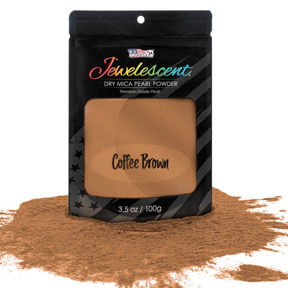 Jewelescent Mica Pearl Pigment Powder, Interference Coffee Brown 3.5 oz (100g) Pouch - Cosmetic Grade, Epoxy Resin Color Pigment, Mica Powder for Resin, Soap, Slime, Candle Dye, Art
