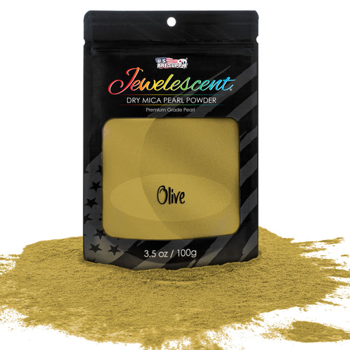 Jewelescent Mica Pearl Pigment Powder, Olive Gold 3.5 oz (100g) Pouch - Cosmetic Grade, Epoxy Resin Color Pigment, Mica Powder for Resin, Soap, Slime, Candle Dye, Art