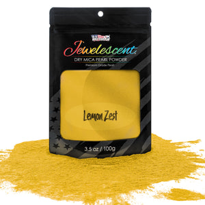Jewelescent Mica Pearl Pigment Powder, Lemon Zest 3.5 oz (100g) Pouch - Cosmetic Grade, Epoxy Resin Color Pigment, Mica Powder for Resin, Soap, Slime, Candle Dye, Art