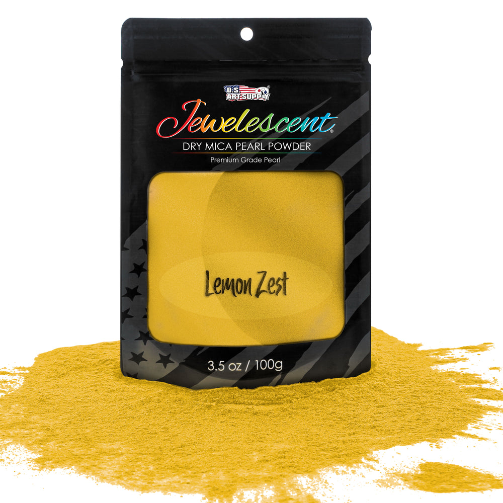 Jewelescent Mica Pearl Pigment Powder, Lemon Zest 3.5 oz (100g) Pouch - Cosmetic Grade, Epoxy Resin Color Pigment, Mica Powder for Resin, Soap, Slime, Candle Dye, Art