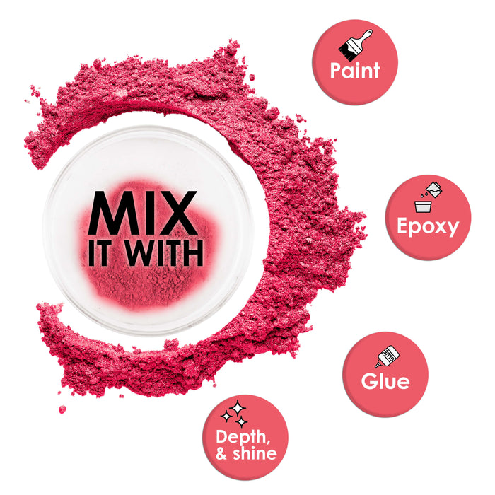 Jewelescent Mica Pearl Pigment Powder, True Red 3.5 oz (100g) Pouch - Cosmetic Grade, Epoxy Resin Color Pigment, Mica Powder for Resin, Soap, Slime, Candle Dye, Art, Crafts