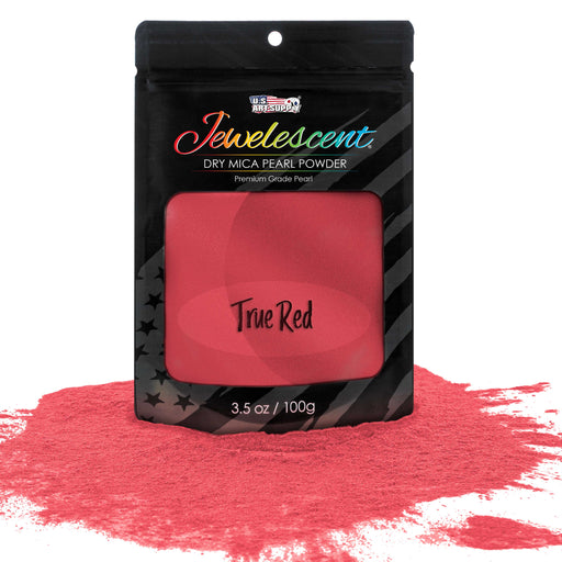Jewelescent True Red Mica Pearl Powder Pigment, 3.5 oz (100g) Sealed Pouch - Cosmetic Grade, Metallic Color Dye