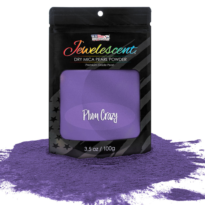 Jewelescent Mica Pearl Pigment Powder, Plum Crazy 3.5 oz (100g) Pouch - Cosmetic Grade, Epoxy Resin Color Pigment, Mica Powder for Resin, Soap, Slime, Candle Dye, Art, Crafts