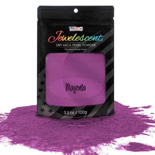 Jewelescent Magenta Mica Pearl Powder Pigment, 3.5 oz (100g) Sealed Pouch - Cosmetic Grade, Metallic Color Dye
