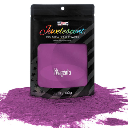 Jewelescent Mica Pearl Pigment Powder, Magenta 3.5 oz (100g) Pouch - Cosmetic Grade, Epoxy Resin Color Pigment, Mica Powder for Resin, Soap, Slime, Candle Dye, Art, Crafts