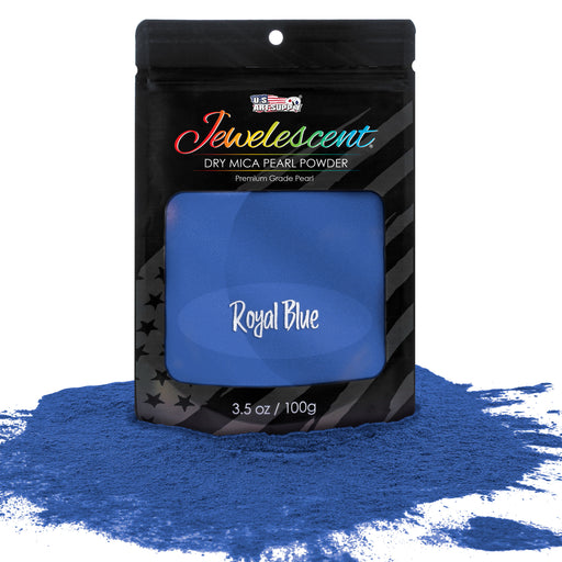 Jewelescent Mica Pearl Pigment Powder, Royal Blue 3.5 oz (100g) Pouch - Cosmetic Grade, Epoxy Resin Color Pigment, Mica Powder for Resin, Soap, Slime, Candle Dye, Art, Crafts