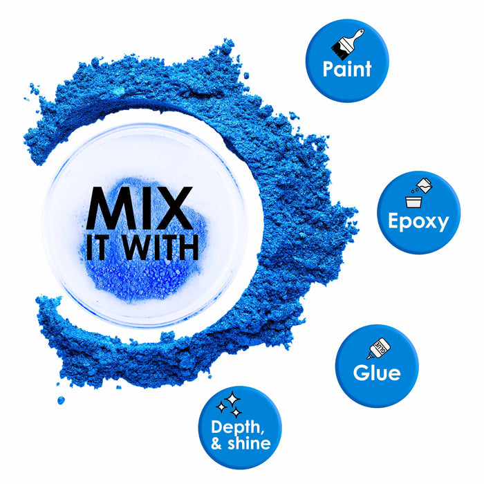 Jewelescent Mica Pearl Pigment Powder, Hawaiian Blue 3.5 oz (100g) Pouch - Cosmetic Grade, Epoxy Resin Color Pigment, Mica Powder for Resin, Soap, Slime, Candle Dye, Art, Crafts