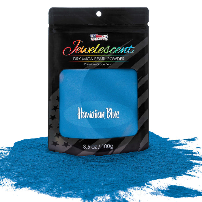 Jewelescent Mica Pearl Pigment Powder, Hawaiian Blue 3.5 oz (100g) Pouch - Cosmetic Grade, Epoxy Resin Color Pigment, Mica Powder for Resin, Soap, Slime, Candle Dye, Art, Crafts