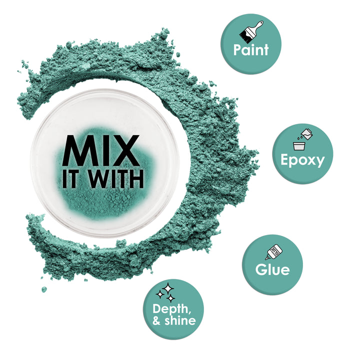Jewelescent Mica Pearl Pigment Powder, Green Forest 3.5 oz (100g) Pouch - Cosmetic Grade, Epoxy Resin Color Pigment, Mica Powder for Resin, Soap, Slime, Candle Dye, Art, Crafts