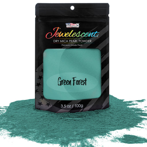 Jewelescent Mica Pearl Pigment Powder, Green Forest 3.5 oz (100g) Pouch - Cosmetic Grade, Epoxy Resin Color Pigment, Mica Powder for Resin, Soap, Slime, Candle Dye, Art, Crafts
