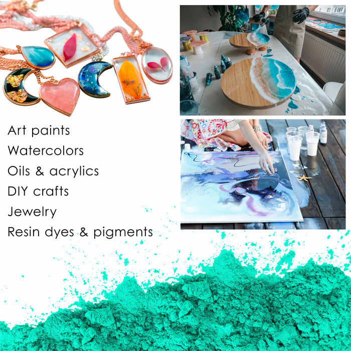 Jewelescent Mica Pearl Pigment Powder, Aqua 3.5 oz (100g) Pouch - Cosmetic Grade, Epoxy Resin Color Pigment, Mica Powder for Resin, Soap, Slime, Candle Dye, Art, Crafts