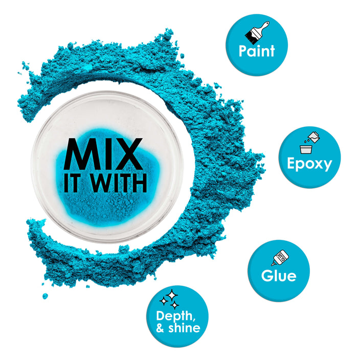 Jewelescent Mica Pearl Pigment Powder, Peacock Teal 3.5 oz (100g) Pouch - Cosmetic Grade, Epoxy Resin Color Pigment, Mica Powder for Resin, Soap, Slime, Candle Dye, Art, Crafts