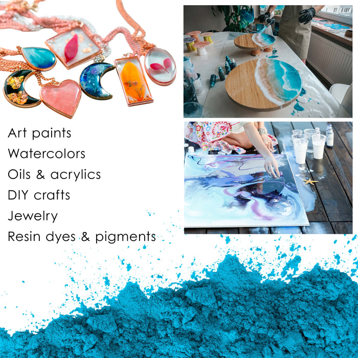 Jewelescent Mica Pearl Pigment Powder, Peacock Teal 3.5 oz (100g) Pouch - Cosmetic Grade, Epoxy Resin Color Pigment, Mica Powder for Resin, Soap, Slime, Candle Dye, Art, Crafts