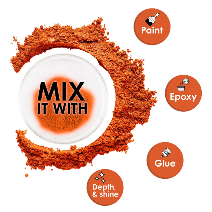 Jewelescent Mica Pearl Pigment Powder, Saffron Orage 3.5 oz (100g) Pouch - Cosmetic Grade, Epoxy Resin Color Pigment, Mica Powder for Resin, Soap, Slime, Candle Dye, Art, Crafts