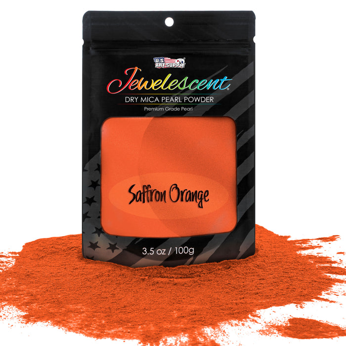 Jewelescent Mica Pearl Pigment Powder, Saffron Orage 3.5 oz (100g) Pouch - Cosmetic Grade, Epoxy Resin Color Pigment, Mica Powder for Resin, Soap, Slime, Candle Dye, Art, Crafts