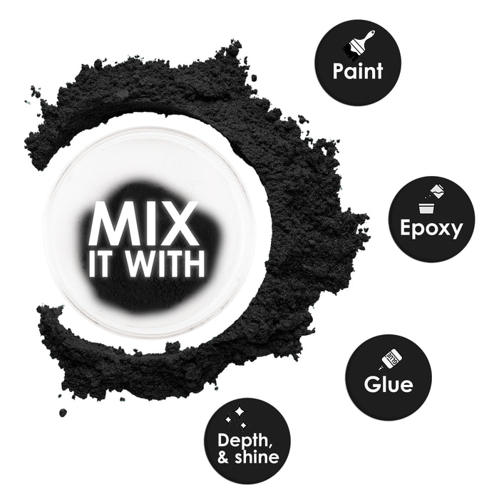 Jewelescent Mica Pearl Pigment Powder, Midnight Black 3.5 oz (100g) Pouch - Cosmetic Grade, Epoxy Resin Color Pigment, Mica Powder for Resin, Soap, Slime, Candle Dye, Art, Crafts