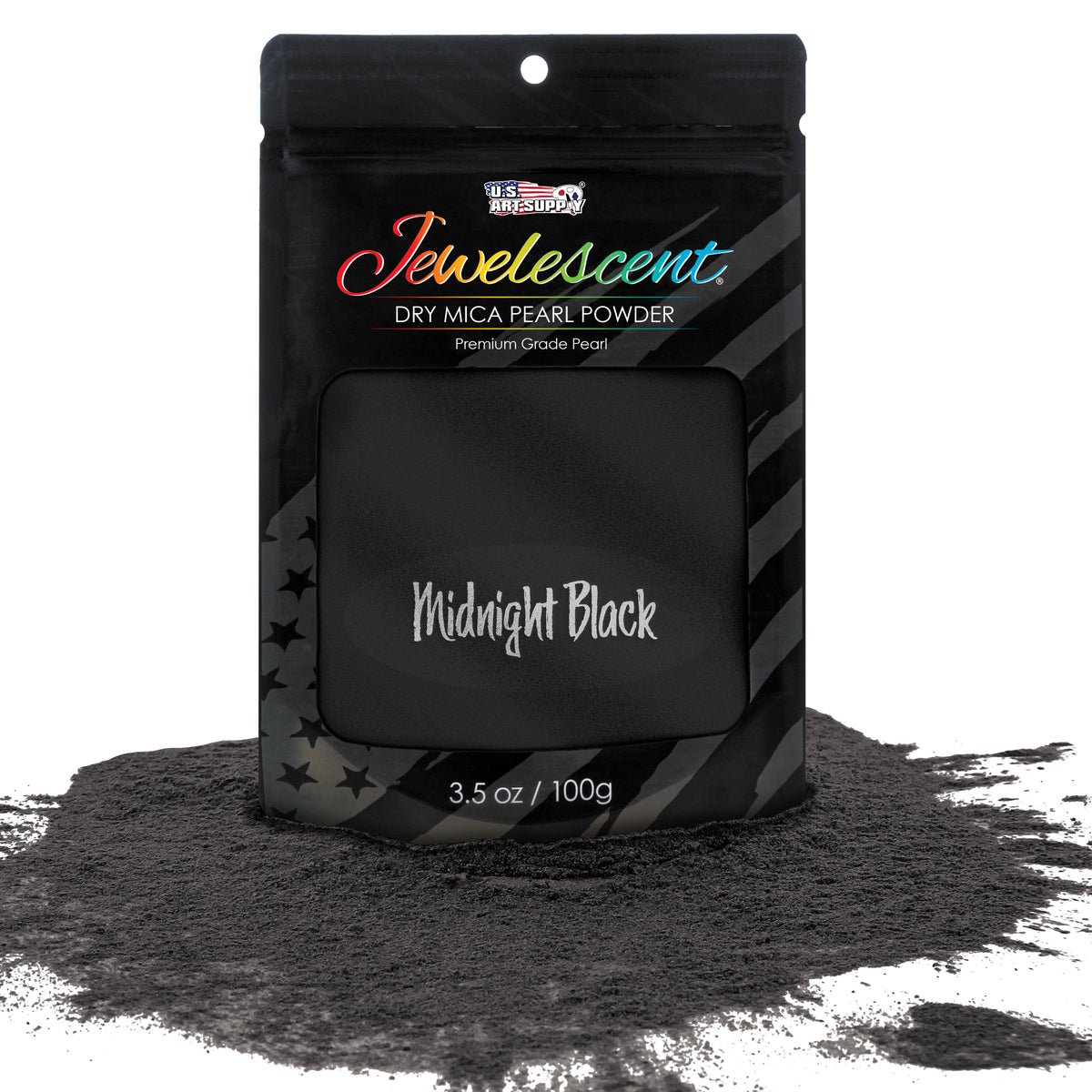 Midnight Black Mica Pearl Powder Pigment, 3.5oz (100G) pouch — U.S. Art ...