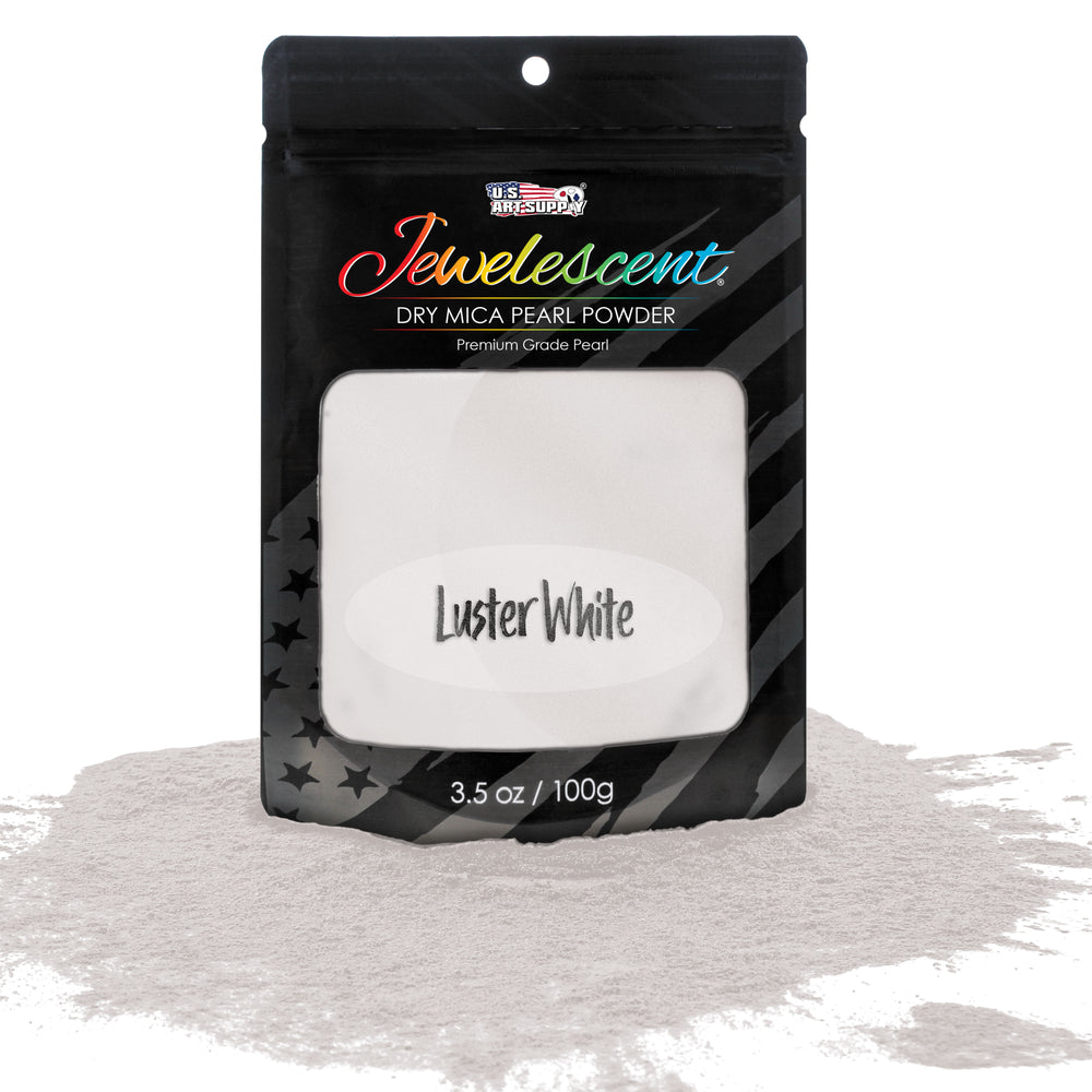 Jewelescent Mica Pearl Pigment Powder, Luster White 3.5 oz (100g) Pouch - Cosmetic Grade, Epoxy Resin Color Pigment, Mica Powder for Resin, Soap, Slime, Candle Dye, Art, Crafts