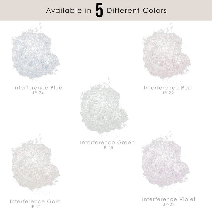 Jewelescent Mica Pearl Pigment Powder Kit, 5 Interference Colors, 3.5 oz (100g) Pouches - Cosmetic Grade, Epoxy Resin Color Pigment, Mica Powder for Resin, Soap, Slime, Candle Dye, Art