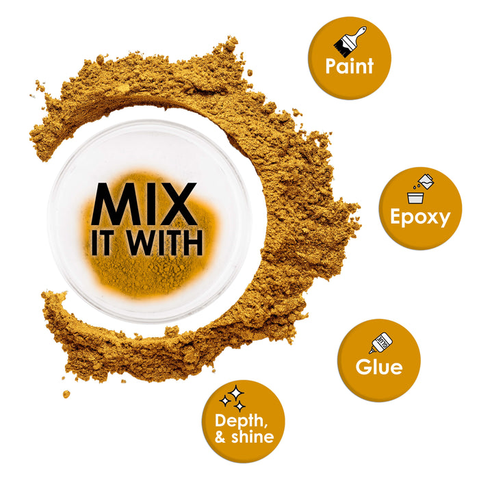 Jewelescent Mica Pearl Pigment Powder Kit, 6 Metal Tones Colors, 3.5 oz (100g) Pouches - Cosmetic Grade, Epoxy Resin Color Pigment, Mica Powder for Resin, Soap, Slime, Candle Dye, Art