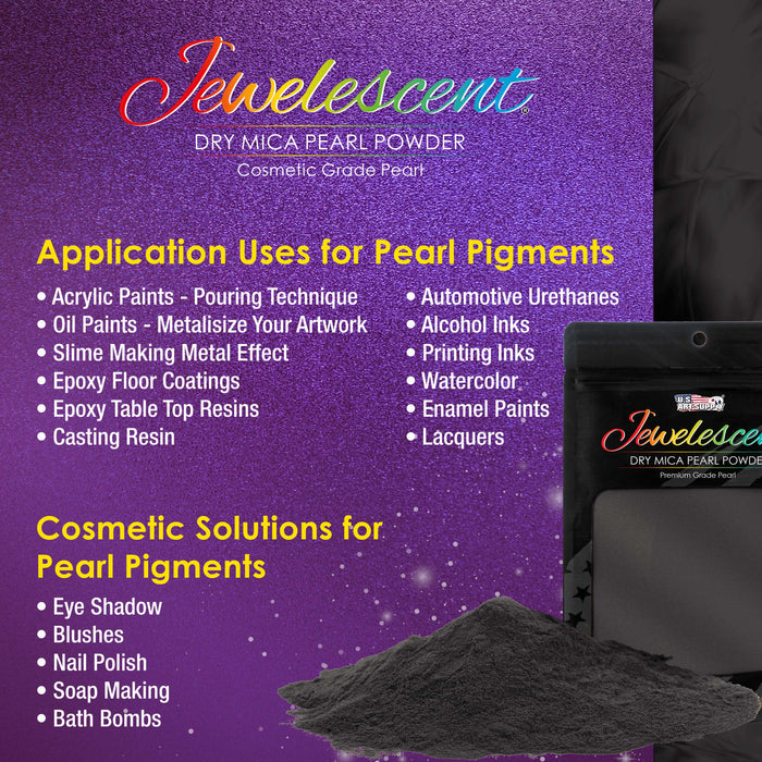 Jewelescent Mica Pearl Pigment Powder Kit, 6 Metal Tones Colors, 3.5 oz (100g) Pouches - Cosmetic Grade, Epoxy Resin Color Pigment, Mica Powder for Resin, Soap, Slime, Candle Dye, Art