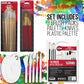 121-Piece Artist Painting Kit for Adults - Paint Easel, 24 Acrylic, 24 Oil, 24 Watercolor Paints. Stretched Canvas, Canvas Panels, Paper Pads, 32 Assorted Brushes, Palette, Gift Set
