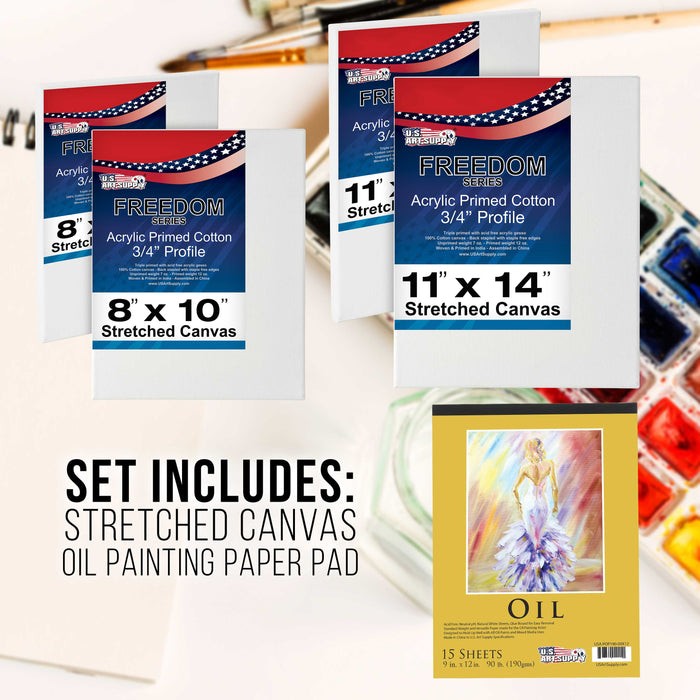 U.S. Art Supply 70-Piece Artist Oil Painting Set with Aluminum Field Easel, Wood Table Easel, 24 Oil Paint Colors, 37 Brushes, 8 Canvases Painting Pad