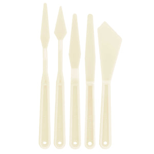 5-Piece Plastic Palette Knife Set for Acrylic Painting - Paint Spatula Tools for Oil, Canvas Art - Painting Knives for Mixing, Texturing - Pallet Knives for Art & Cake Decorating