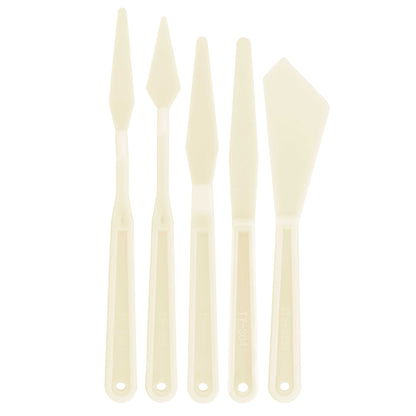 5-Piece Plastic Palette Knife Set for Acrylic Painting - Paint Spatula Tools for Oil, Canvas Art - Painting Knives for Mixing, Texturing - Pallet Knives for Art & Cake Decorating