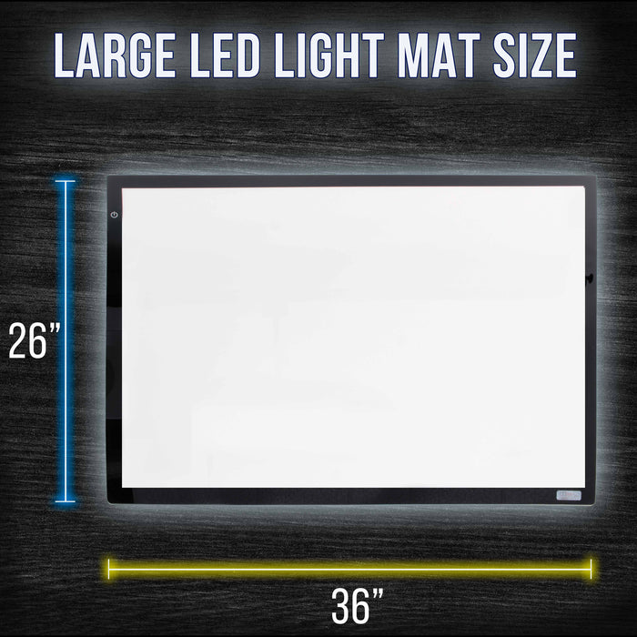 Lightmaster Giant 45-1/4" Diagonal A1 LED Light Box Board - 26-3/4" x 36-3/4", Light Board Tracing Pad with Dimmable 12V Lamps, Artist Lightbox for Tracing, Drawing, Diamond Painting