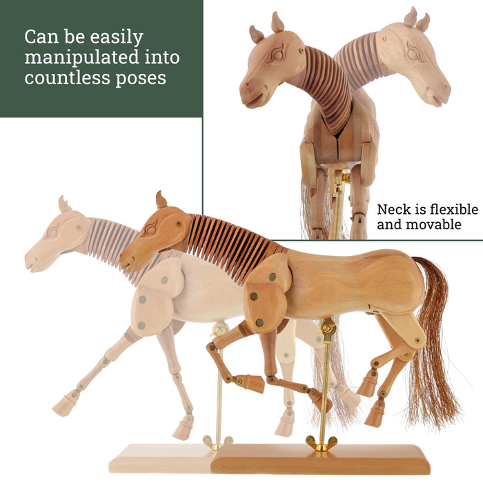 U.S. Art Supply Wooden Horse Artist Drawing Manikin Articulated Mannequin (12" Horse)