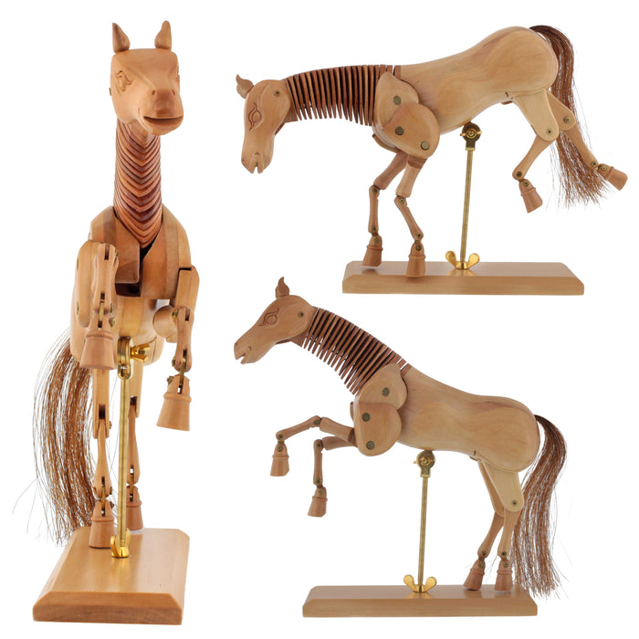 U.S. Art Supply Wooden Horse Artist Drawing Manikin Articulated Mannequin (12" Horse)