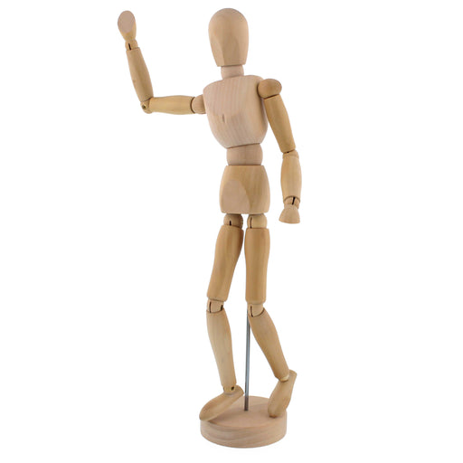 Wood 12" Artist Drawing Manikin Articulated Mannequin with Base and Flexible Body - Perfect For Drawing the Human Figure (12" Male)