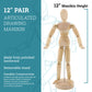 12" Wooden Male & Female Manikin Posable Figures for Drawing - Articulated Mannequin with Base and Flexible Body for Drawing The Human Figure
