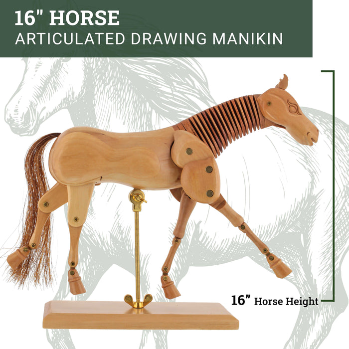 Wooden 16 Horse Artist Drawing Manikin Articulated Mannequin — U.S. Art  Supply