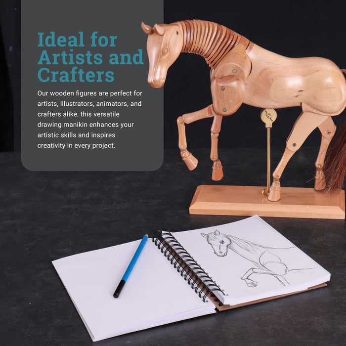 Wooden 16" Horse Artist Drawing Manikin Articulated Mannequin
