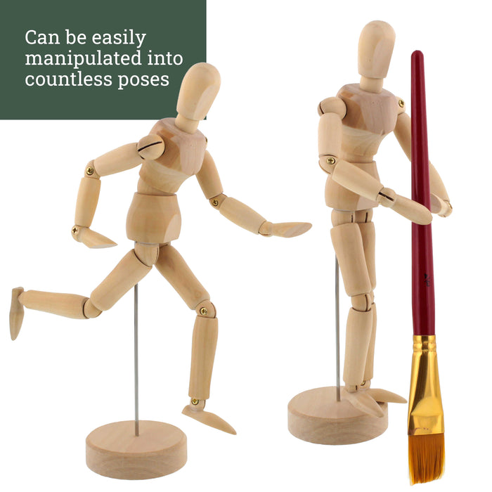 Wood Artist Drawing Manikin Articulated Mannequin with Base and Flexible Body - Perfect For Drawing the Human Figure (5" Male)