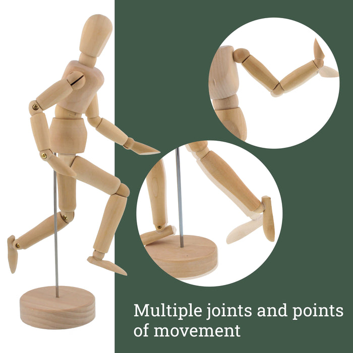 Wood 8" Artist Drawing Manikin Articulated Mannequin with Base and Flexible Body - Perfect For Drawing the Human Figure (8" Female)