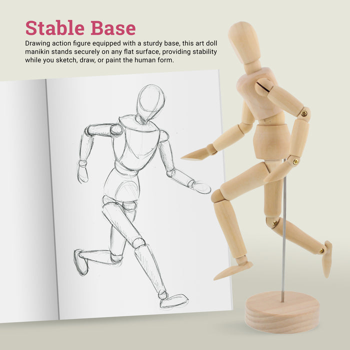 Wood 8" Artist Drawing Manikin Articulated Mannequin with Base and Flexible Body - Perfect For Drawing the Human Figure (8" Female)