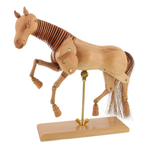8" Wooden Horse Manikin Posable Figure for Drawing - Articulated Mannequin with Base and Flexible Body for Drawing The Equine Figure